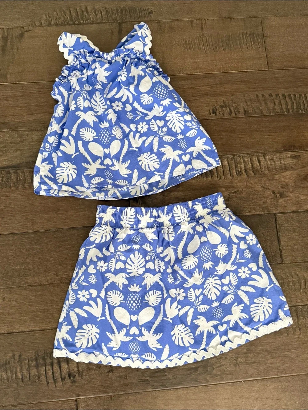 NEW Rachel Zoe Girls Two Piece Matching Outfit Set Top Skirt / Skort 6X Tropical